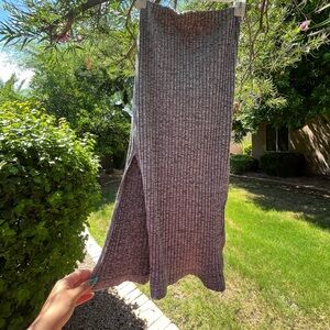 Topshop Gray Ribbed Maxi Skirt